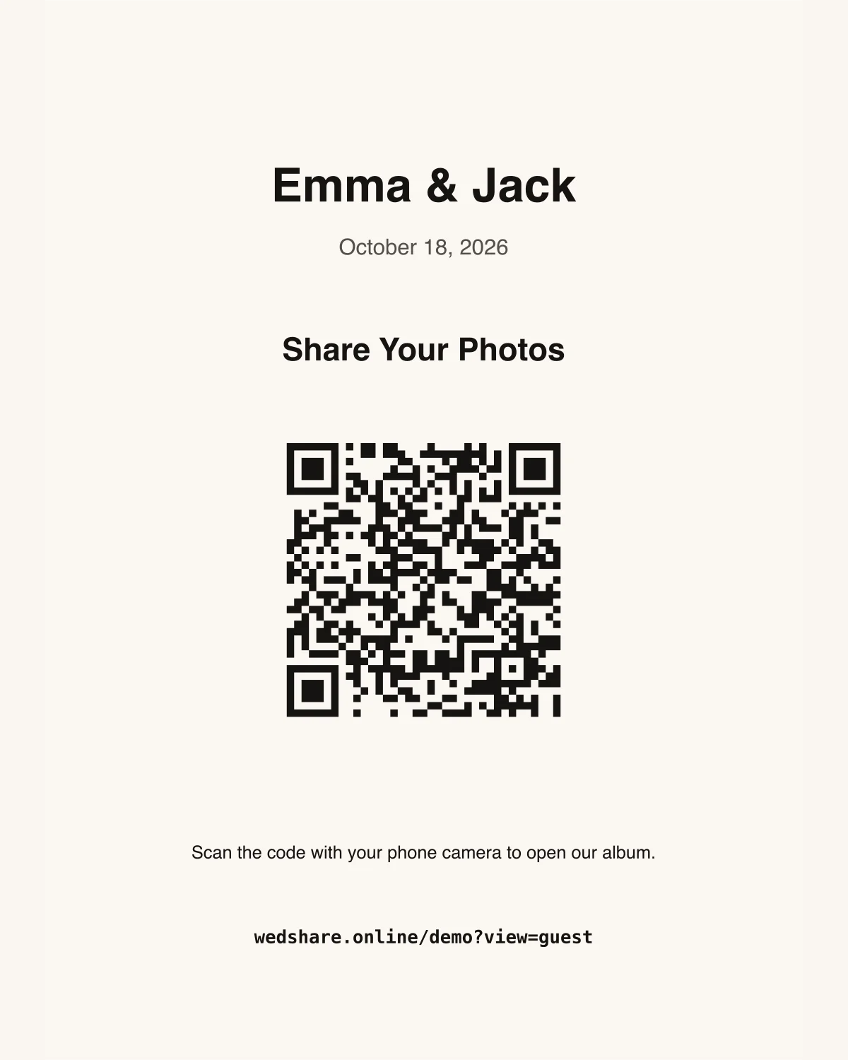 Minimal Solid-Color Sign example with a demonstration QR code