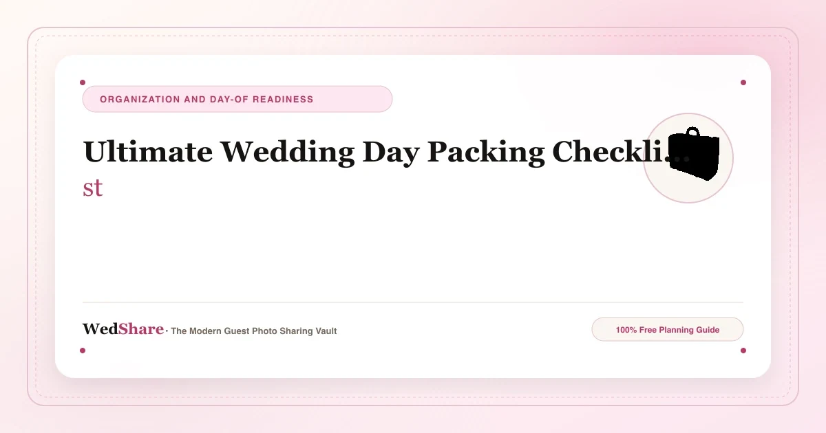 Neatly organized wedding day packing layout with bridal shoes, perfume, rings, vow books, and jewelry box