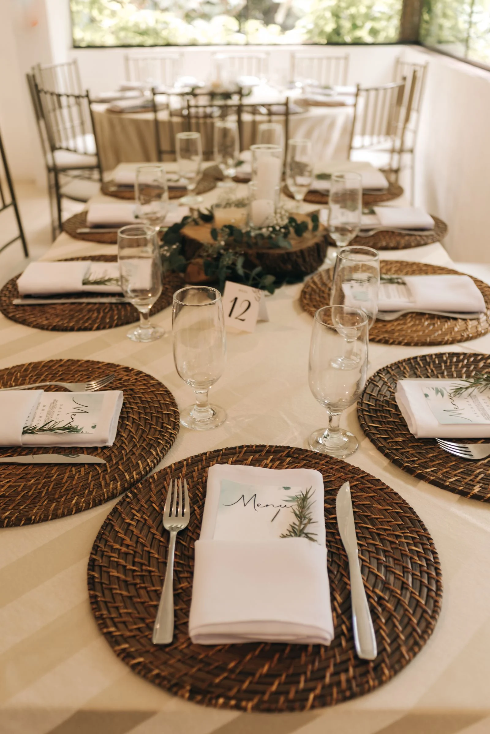 Elegant wedding reception table where a QR code sign could be displayed
